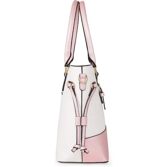 Womens Beige & Pink 3PCS Purses Set Tote Bag Wallet & Shoulder Satchel Handbags - Picture 4 of 6